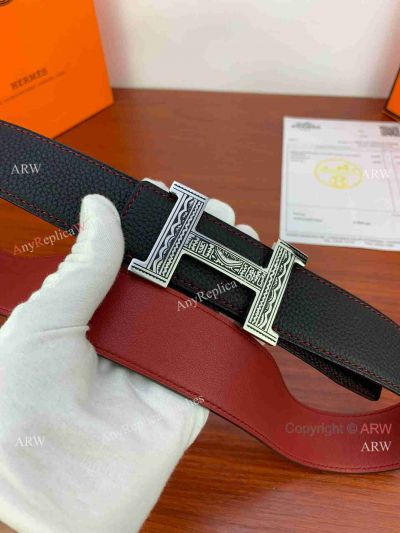 AAA Quality Copy Hermes Society Reversible Belt with Tattoo H Buckle